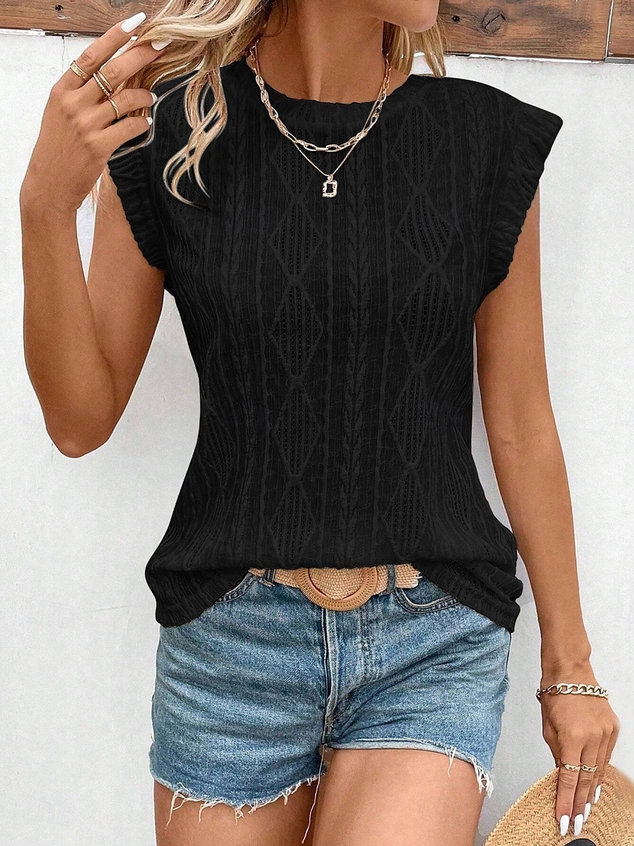 Pentru femei Camisole Tank Top Simplu De Bază Modern Fără manșon Stil Nautic Topuri obișnuite Zilnic Concediu Negru Alb Roz Îmbujorat Albastru celest Mov Vară 2025 - $16.99 –P15