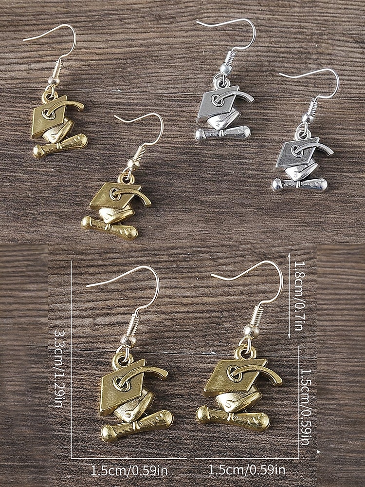 Graduation Cap and Diploma Dangle Earrings – Fun Enamel Jewelry for Women and Girls – Class of 2025 Accessory for Graduation Parties, Ceremonies and Gifts 2026 - $5.99 –P7