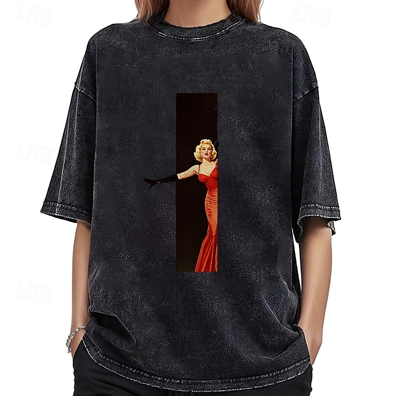 T-shirt Överdimensionerad Acid Washed Tee Retro affisch Retro flicka Grafisk Till Par Herr Dam Vuxna Maskerad Varmstämpling Ledigt / vardag 2025 - $24.99 –P5