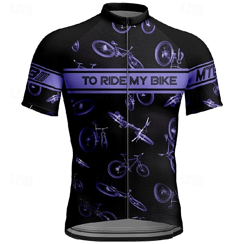 Voor heren Wielrenshirt Korte mouw Fietsen T-shirt Shirt met 3 achterzakken Bergracen Ademend Sneldrogend Anatomisch ontwerp Lampenkatoen Geel Blauw Paars Sport Kleding 2025 - $25.99 –P1