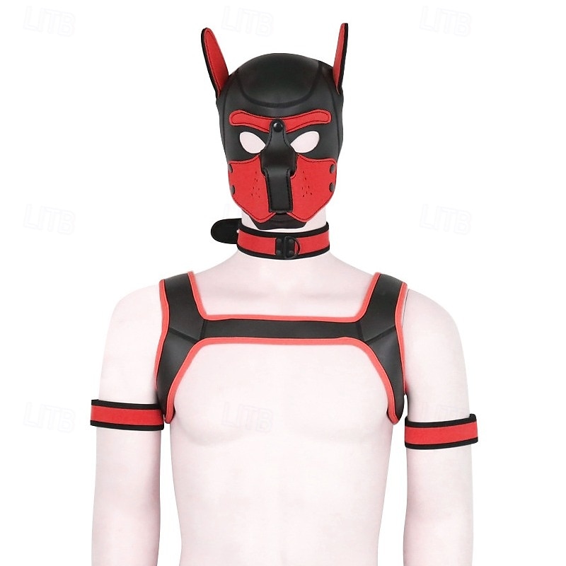BDSM Kožená komunita Puppy Play Maska pro štěně Psí kapuce Dospělé Unisex Pride Parade Měsíc hrdosti předvečer Všech svatých Karneval Jednoduchý karnevalový kostým 2025 - $55.99 –P5