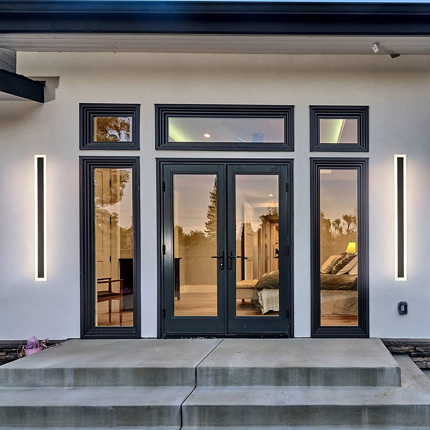 Luminária de parede moderna com plugue, à prova d'água, de 30 a 120 cm, em acrílico preto fosco, com LED, para uso externo, cabo de 1,5 m com plugue e abertura para instalação interna. Ideal para sala de estar, banheiro, maquiagem e corredor. de 2026 por $91.99 –P2