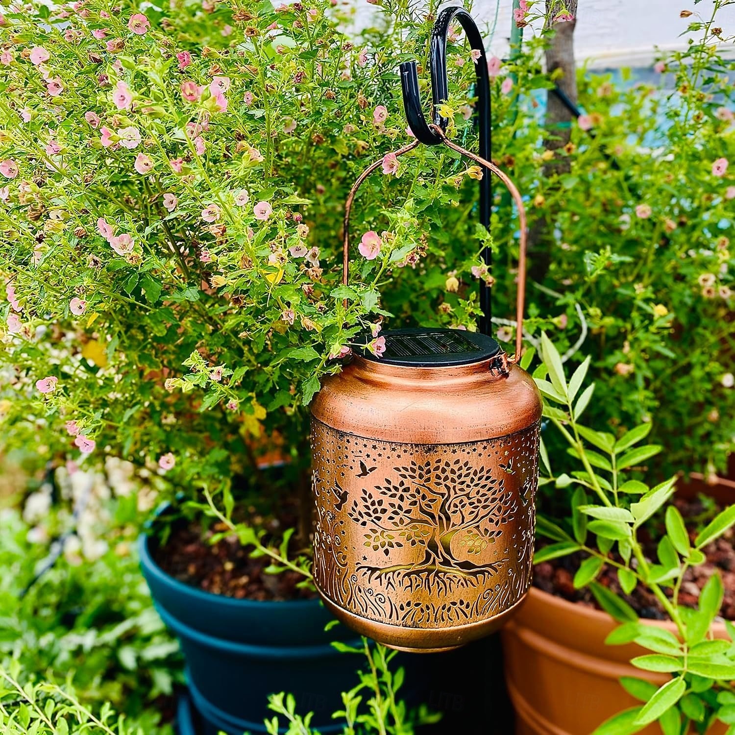 Solar-Hängelaternen mit Lebensbaum-Motiv für den Außenbereich, wasserdichte LED-Solarleuchten, dekorative Laternen aus Metall für Garten, Terrasse, Hof, Hinterhof, Hofdekoration, einzigartige 2026 - $19.99 –P8