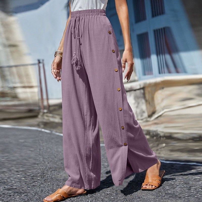 Mujer pantalones Pantalones Casual Longitud total Cintura Media Plano Hebilla Diseño de cordón elástico Al Aire Libre Cómodo Festivos Ropa Cotidiana Fin de semana Rojo oscuro Magenta Verde oscuro Gris 2025 - $18.99 –P13