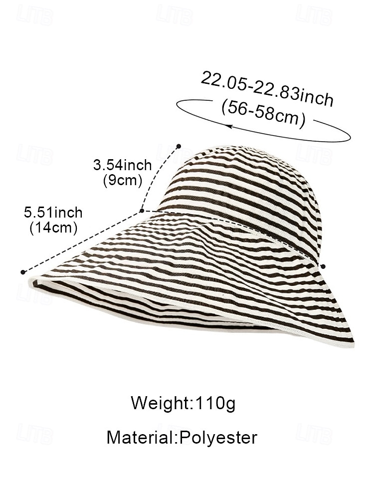 Women's Foldable Wide Brim Sun Hat – Black and White Striped Beach Hat, Packable UV Protection Summer Hat for Travel, Vacation & Outdoor Activities 2026 - $14.99 –P9