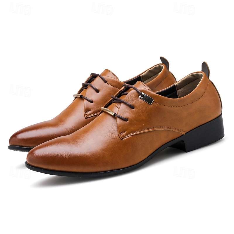 formelle brune snøresko for menn - klassiske kjolesko i kunstskinn til bryllup, gallaer og dansefester 2025 - $42.99 –P5