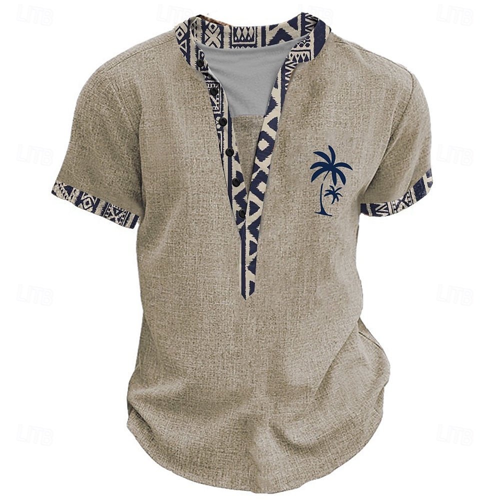 Bărbați Grafic Tribal Cămașă Henley Manșon scurt Tipărire 3D Modă Designer De Bază Stradă Casual Zilnic Vară Primăvară Albastru Deschis Negru Verde Deschis Kaki Henley Tricou Henley 2025 - $20.99 –P2