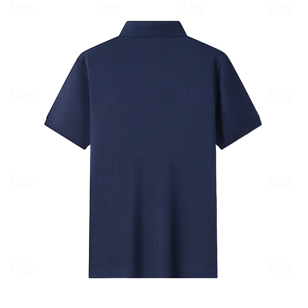 Men's Silk Linen Cotton Business Casual Half Zip Short Sleeve Basic Formal Solid Color Zipper Summer Black Dark Navy Sky Blue Dark Green Gray 2025 - $49.99 –P13