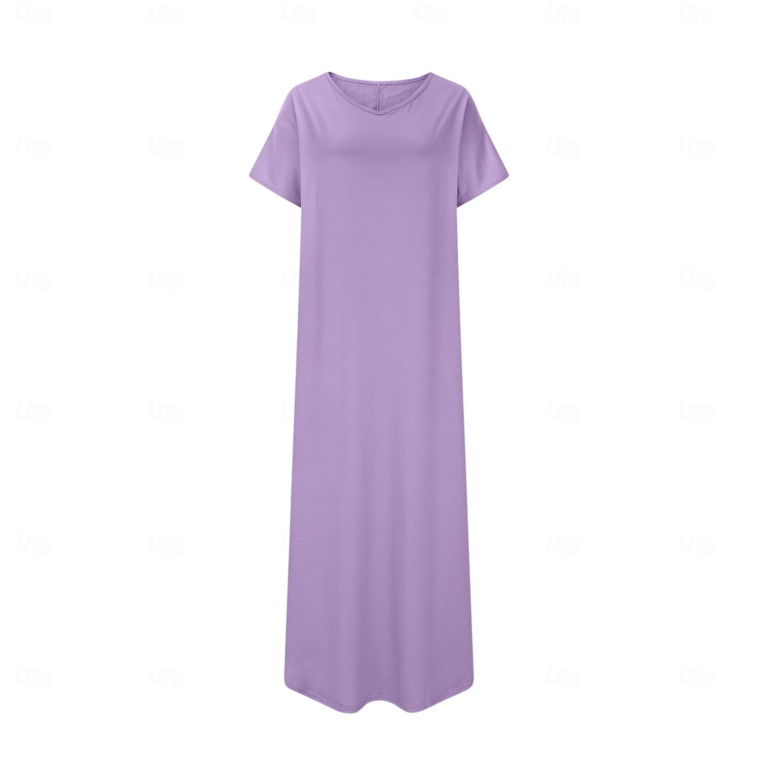 Abito maxi da donna abito estivo in tinta unita casual uso quotidiano vacanze vestibilità regolare semplice a maniche corte scollo a V nero rosa viola verde estate del 2025 a €22.99 –P9