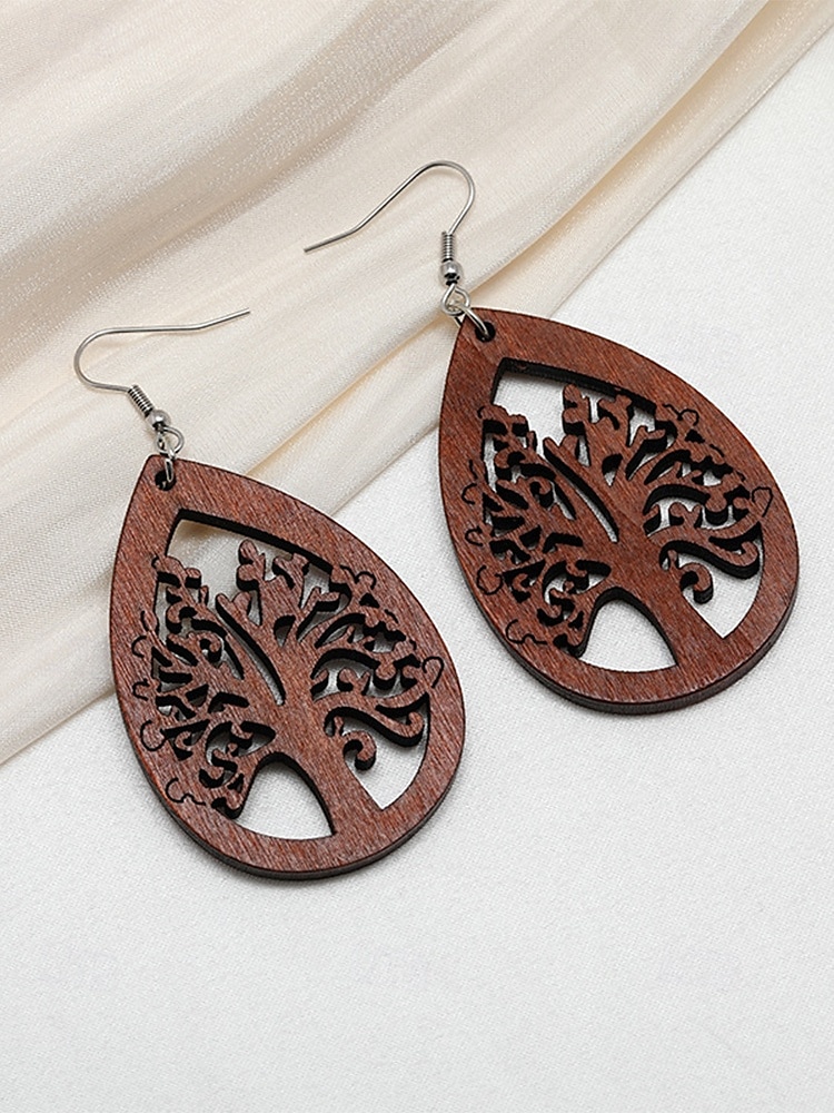 Boho-Ohrhänger aus Holz für Damen – verschiedene geometrische Formen, leichter Statement-Schmuck aus Naturholz, perfekt für lässige Looks, Strandurlaube und Sommerfestivals 2025 - $7.99 –P5