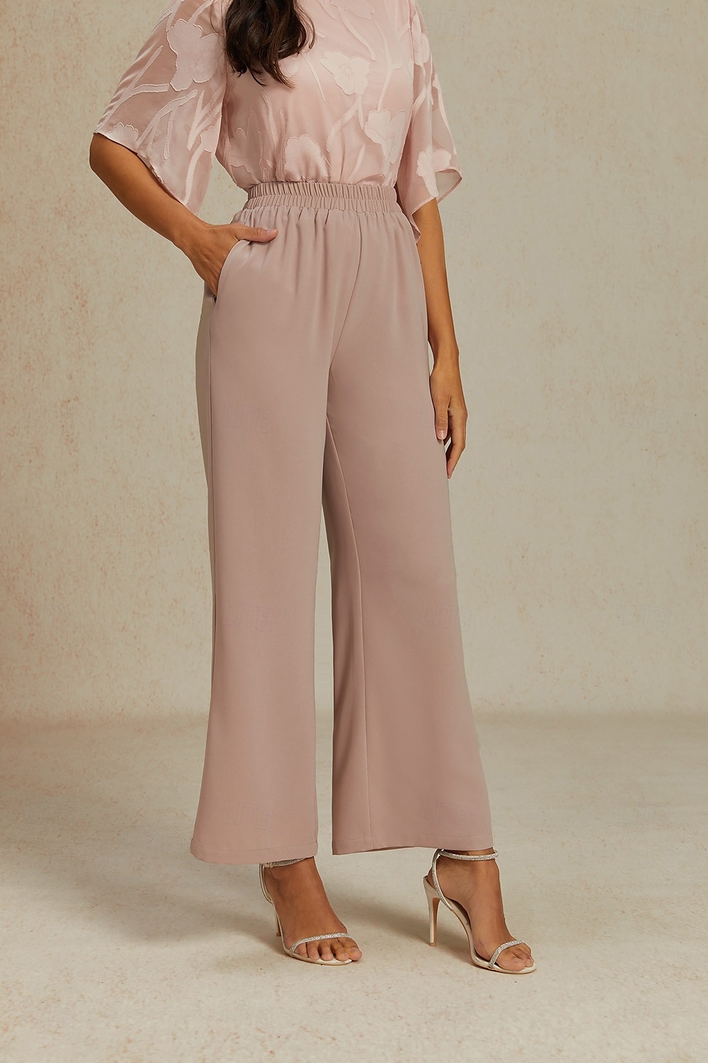 Pantaloni Chino a Gamba Larga da Donna Pantaloni Baggy Base Lunghezza Intera Alta Vita Pockets Semplici Flessibile Morbidi Confortevoli Micro-elastici Formali Matrimonio Rosa Antico Estate Primavera del 2025 a $59.99 –P6