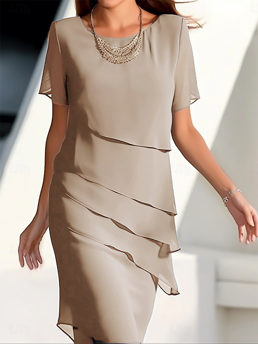 Pentru femei Rochie de lucru Rochie teacă Rochii din Șifon Modă Rochii Midi Multistratificat Stil Nautic Manșon scurt Simplu Potrivire Largă Roșu Vin Albastru piscină Trifoi Vară Primăvară S M L XL 2025 - $29.99 –P8