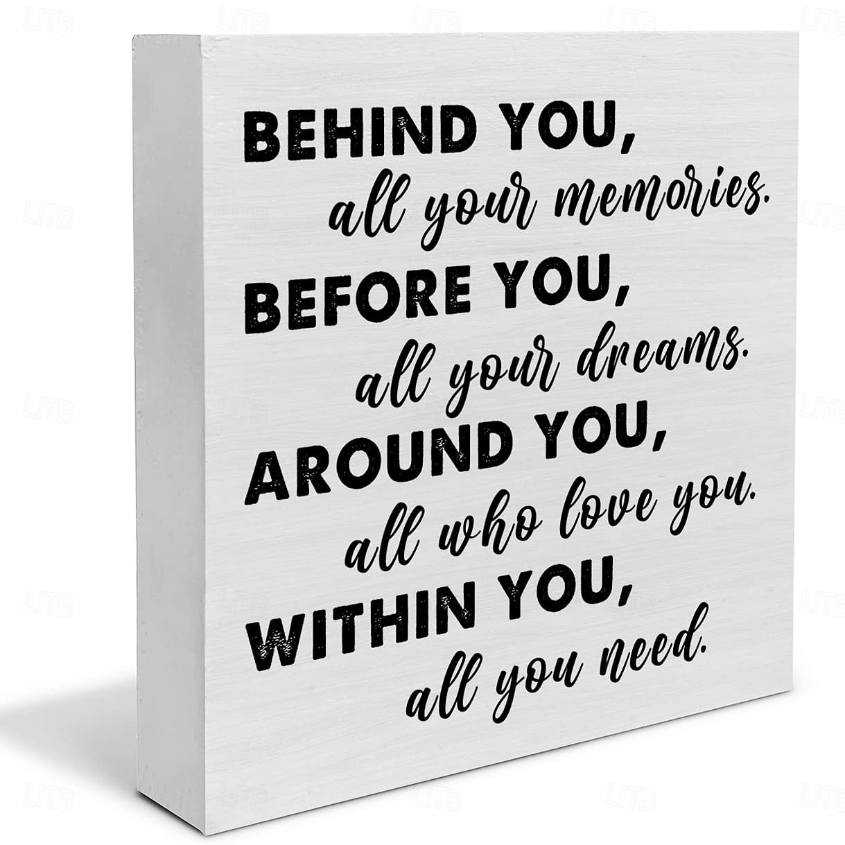 Abschluss Spruch Holzbox Schild Deko Schreibtischschild positiv hinter Dir all deine Erinnerungen Holzbox Blockschild rustikal Home Regal Wanddekoration Grad Geschenk 2025 - $18.99 –P3