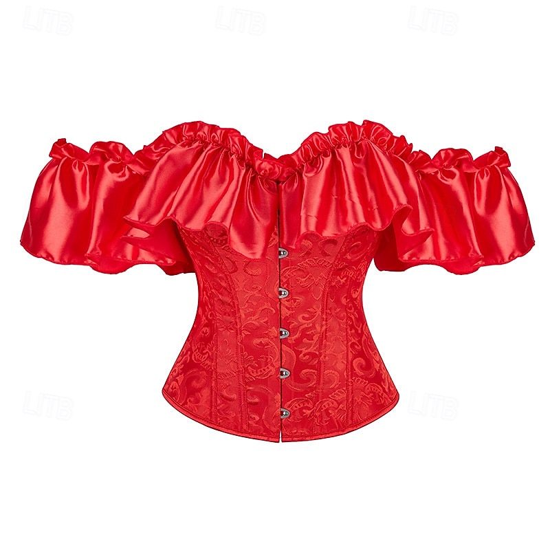 Rococo Overbust Corset Masquerade Overbust Corset Cosplay Tummy Control Push Up Jacquard Jacquard Women's Royal Masquerade Party Carnival of Venice Adults' Corset 2025 - $26.99 –P5