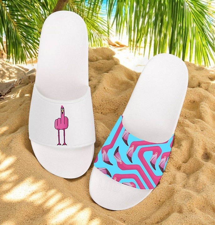 Sandales à enfiler pour homme, motif flamant rose et motif coloré – style décontracté et amusant pour la plage, la piscine et les vacances d'été de 2025 ? NZ $42.89 –P3