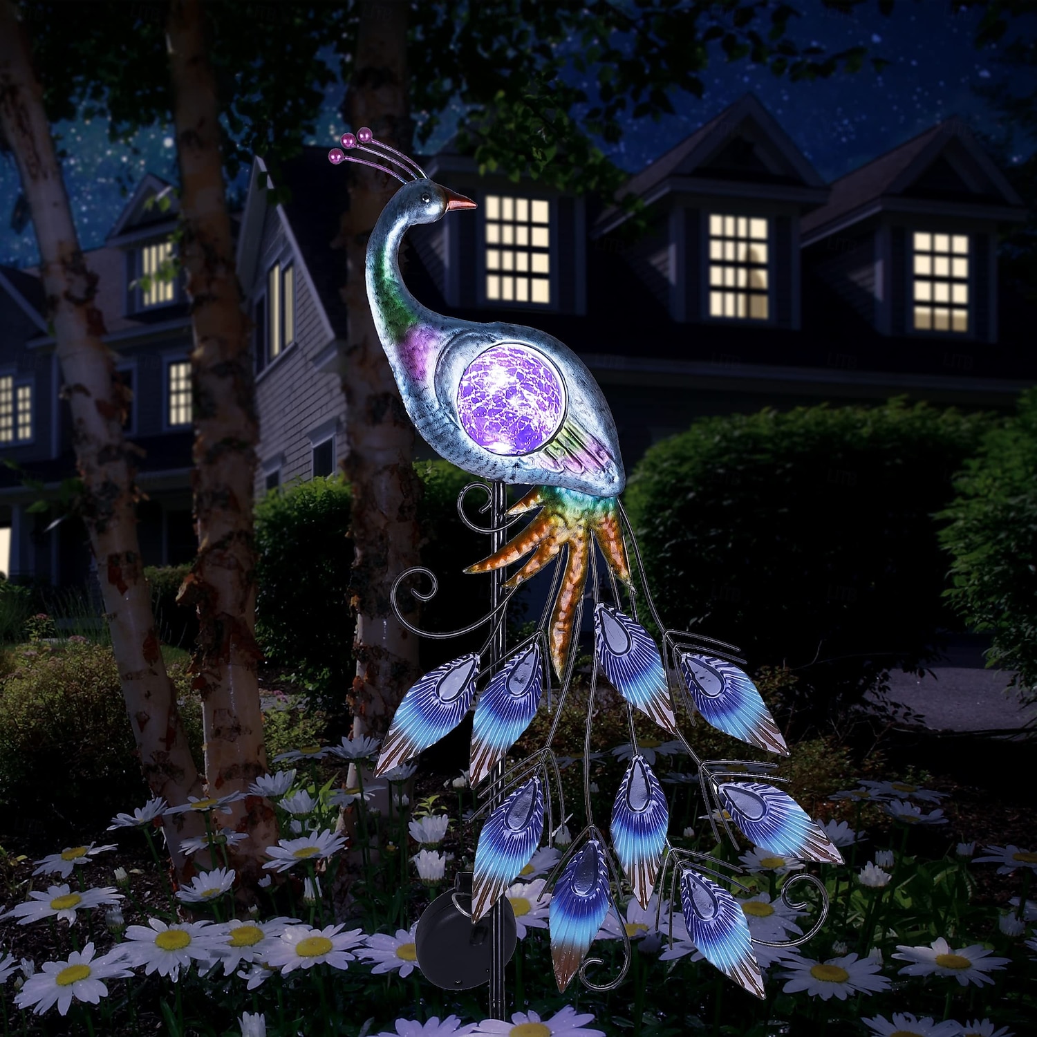 1 Pc Outdoor Solar Waterproof Metal Peacock Glass Ball Plug in Light 31.5Inch Courtyard Garden Park Lawn Path Landscape Light Festival Wedding Party Atmosphere Decoration Light 2025 - $21.99 –P6