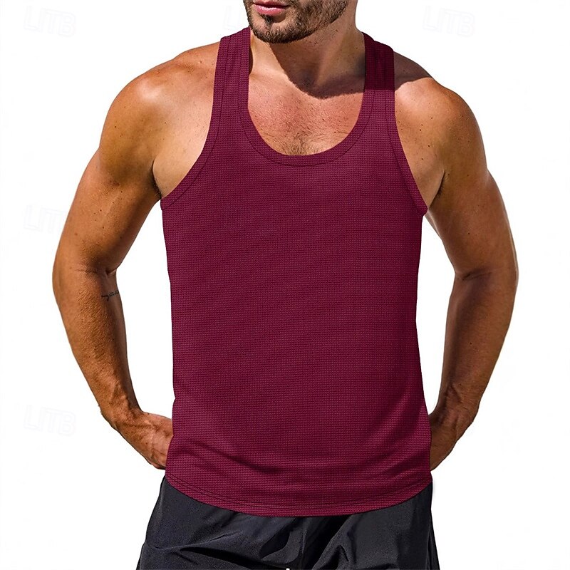 Men's Tank Top Vest Top Undershirt Sleeveless Shirt Sleeveless Crew Neck Summer Plain Fashion Designer Basic Classic Vacation Street Going out Black White Wine Top Tee for Men 2025 - $12.49 –P7