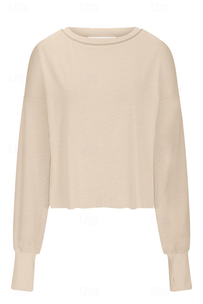 Damen Bluse Oberteil mit Ösen Einfach Modern Lässig Langarm Rundhalsausschnitt Normale Oberteile Täglich Ferien Ausgehen Ausschnitt Weiß Dunkelgray Aprikose Sommer 2025 - $28.99 –P6