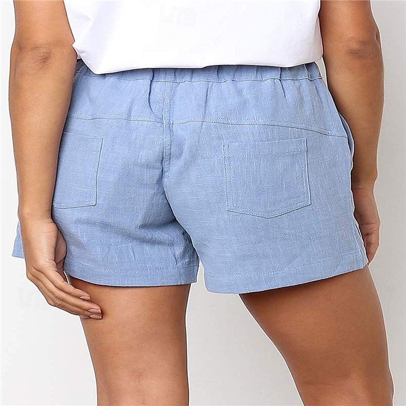 Dámské šortky baggy kalhoty chinos móda streetwear základní krátké vysoký pas jednobarevné kapsy elastický pás pohodlné měkké mikroelastické venkovní ulice černá khaki světle modrá šedá léto 2025 - $15.99 –P3