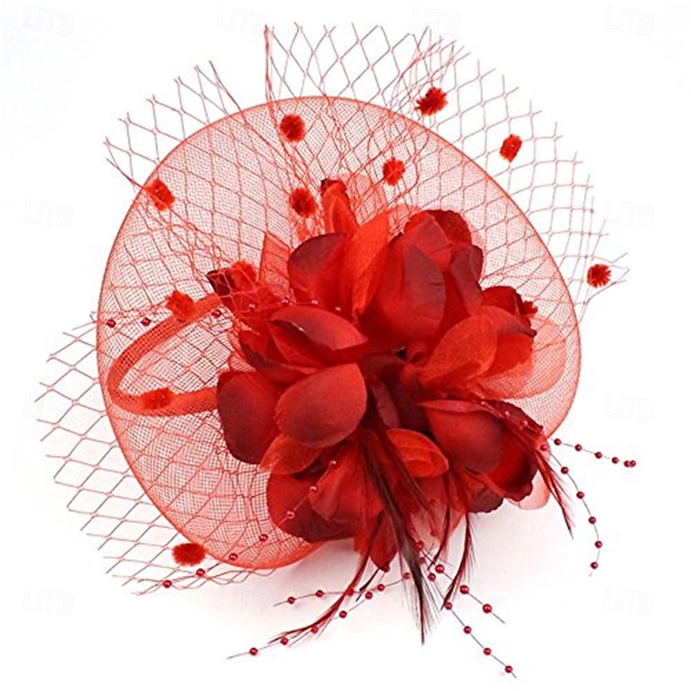 fascinators hatt för kvinnor teparty headpiece bröllop cocktail blomma mesh fjädrar hårklämma 20-tal flapper fascinators 2025 - $33.99 –P12