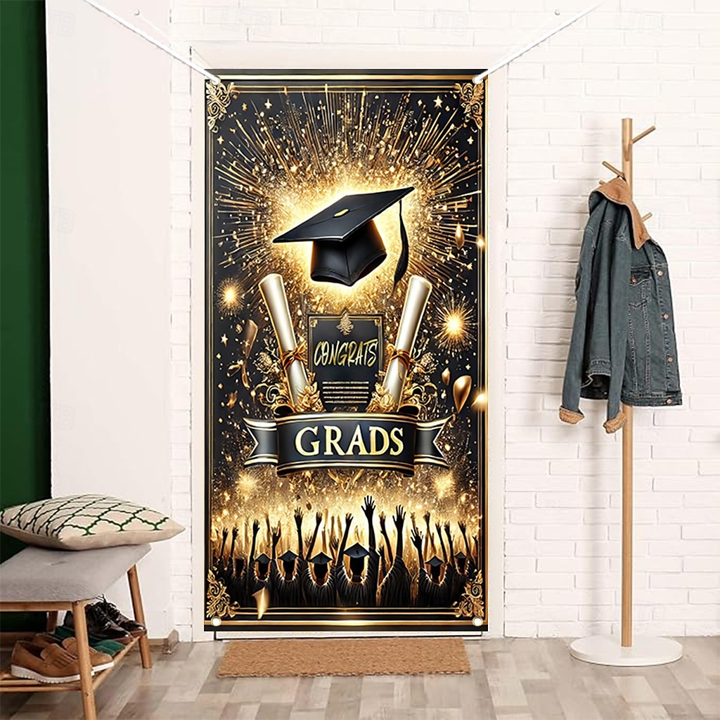 Graduation Door Decorations Door Covers Door Tapestry Door Curtain Decoration Backdrop Indoor/Outdoor Door Banner for Front Door School Office 2025 - $19.99 –P4
