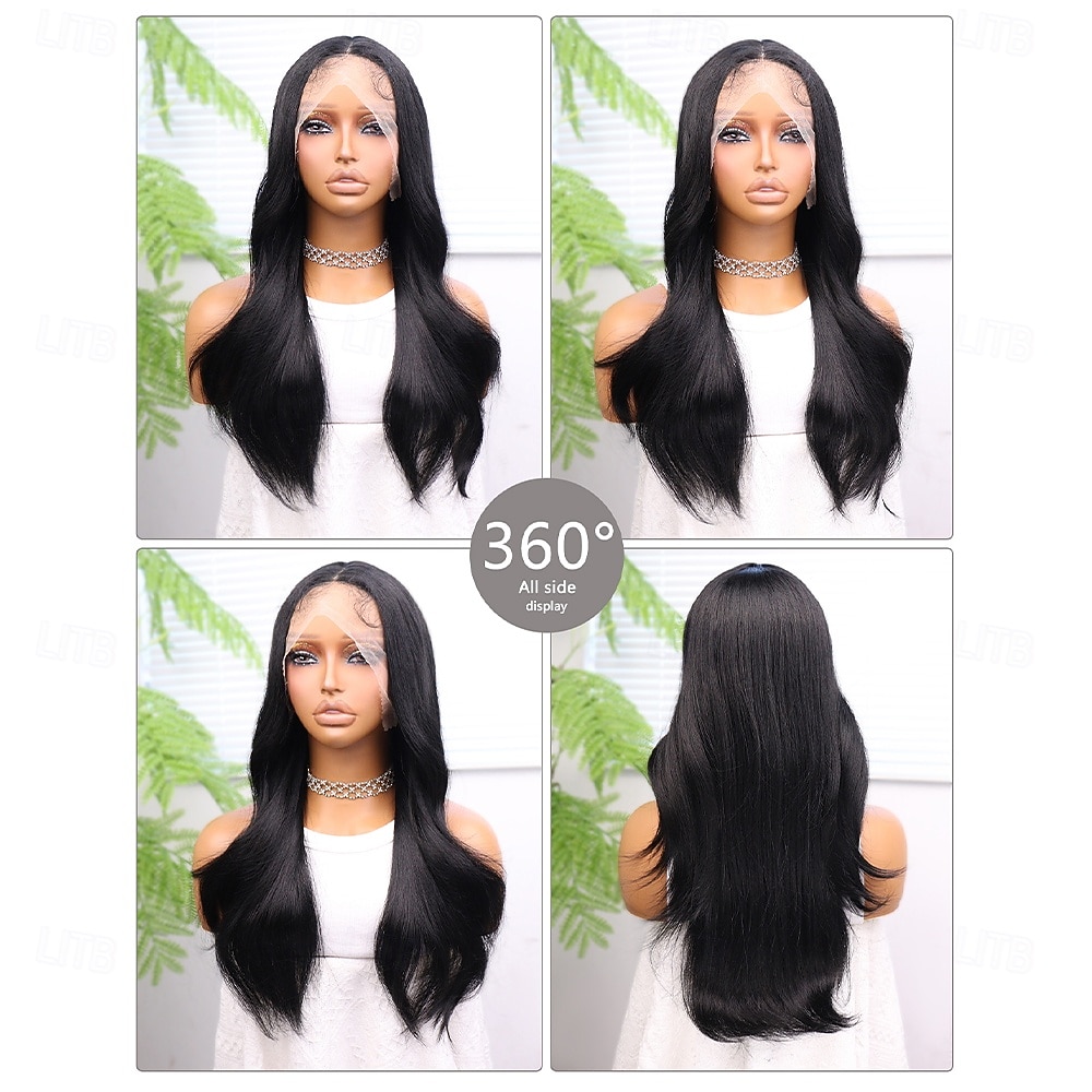 Синтетический парик шнурка Прямой Стиль 20 дюймовый Черный Средняя часть 13x4 Кружева Фронт Парик Жен. Парик Черный 2026 - $61.99 –P2