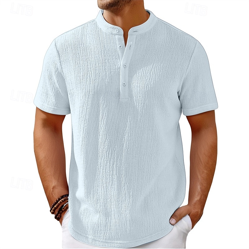 Per uomo Camicia Camicia Estiva Camicia casual Camicia da Spiaggia Camicia con Bottoni Nero Bianco Blu marino Kaki Beige Manica Corta Semplice Henley Ferie Casual Quotidiano Bottonato Abbigliamento del 2025 a $21.99 –P1