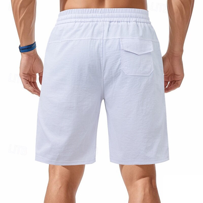 Men's Shorts Summer Shorts Beach Shorts Casual Shorts Pocket Drawstring Elastic Waist Plain Comfort Breathable Short Outdoor Vacation Sport Casual Black White 2025 - $17.99 –P4