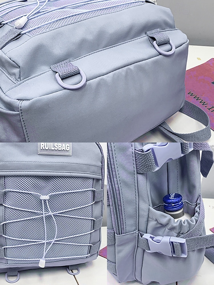 Unisex School Backpack with Monkey Keychain – Durable Red Travel Bookbag with Mesh Front Pocket and Bungee Cord for Teens and Students 2025 - $29.99 –P6