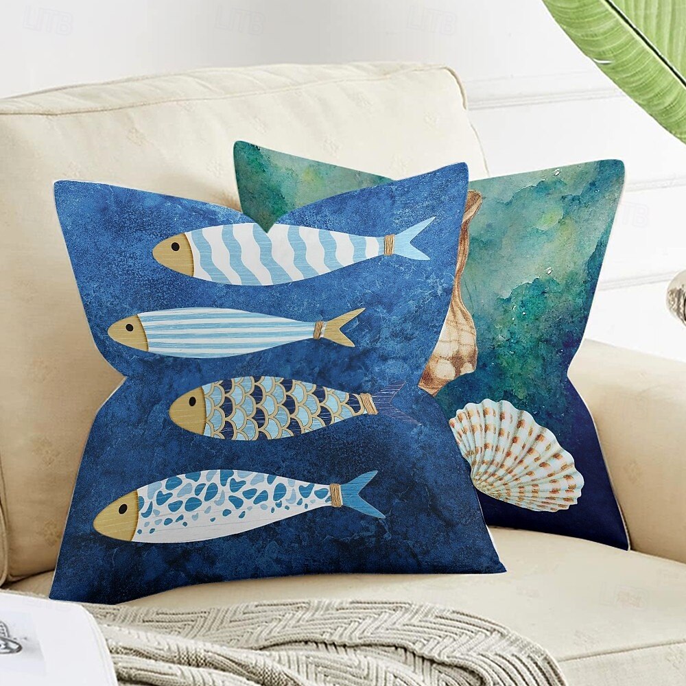Capa de Almofada Decorativa com Conchas do Oceano 1PC Almofada Quadrada Macia para Sofá Capa de Almofada para Quarto Sala de Estar Cadeira de 2025 por $12.99 –P9