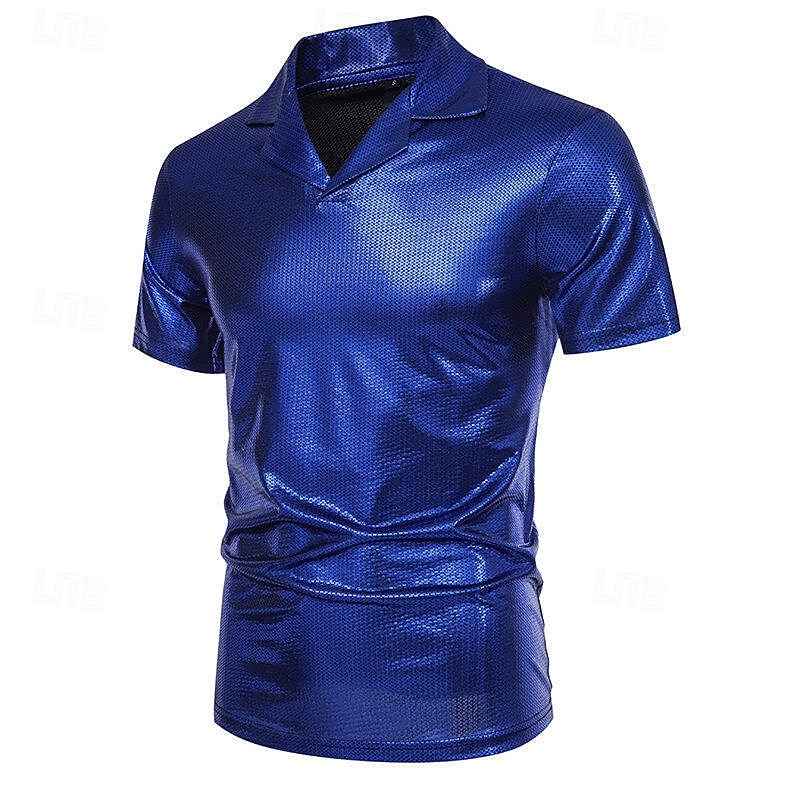 Retró 1980-as évek Póló POLO trikó Diszkó Fényes latex patent Fémes Szivárvány Jelmez Férfi Mindszentek napja Farsang Pride Parade Büszkeség hónapja Felnőttek Póló Nyár 2025 - $26.99 –P15