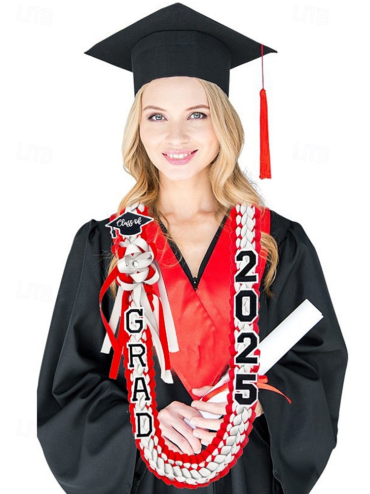 Corona de graduación de la clase de 2025: collar de cinta trenzada con letras de graduación y dije de sombrero, regalo de recuerdo hecho a mano para la ceremonia de graduación de la escuela secundaria y la universidad. 2025 - $14.99 –P2