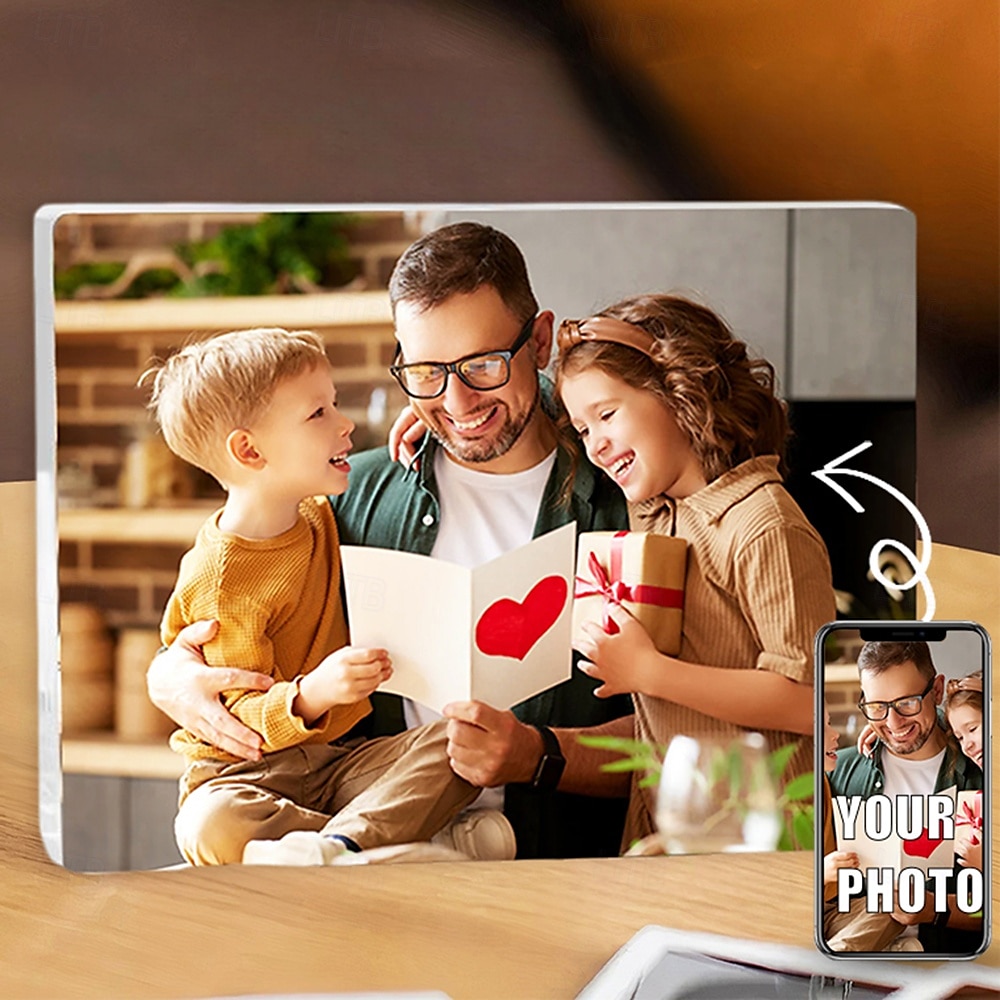 Blocco fotografico personalizzato in acrilico, regalo perfetto per papà, festa del papà, festa della mamma, decorazione per la casa, matrimonio, compleanno del 2025 a $20.99 –P9