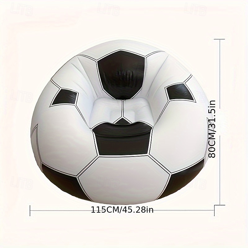 Fauteuil gonflable en forme de ballon de football, style classique, en PVC, polyvalent, pour l'intérieur &utilisation en extérieur, design unique sur le thème du sport pour la maison &décoration de de 2025 ? $46.99 –P5