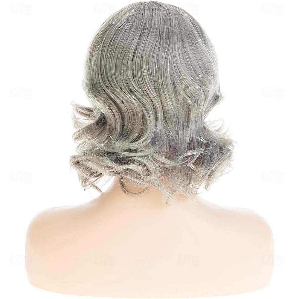 Peruca curta cinza bob para mulheres, comprimento até os ombros, natural, ondulada, sintética, resistente ao calor, para festa diária de 2025 por $25.99 –P4
