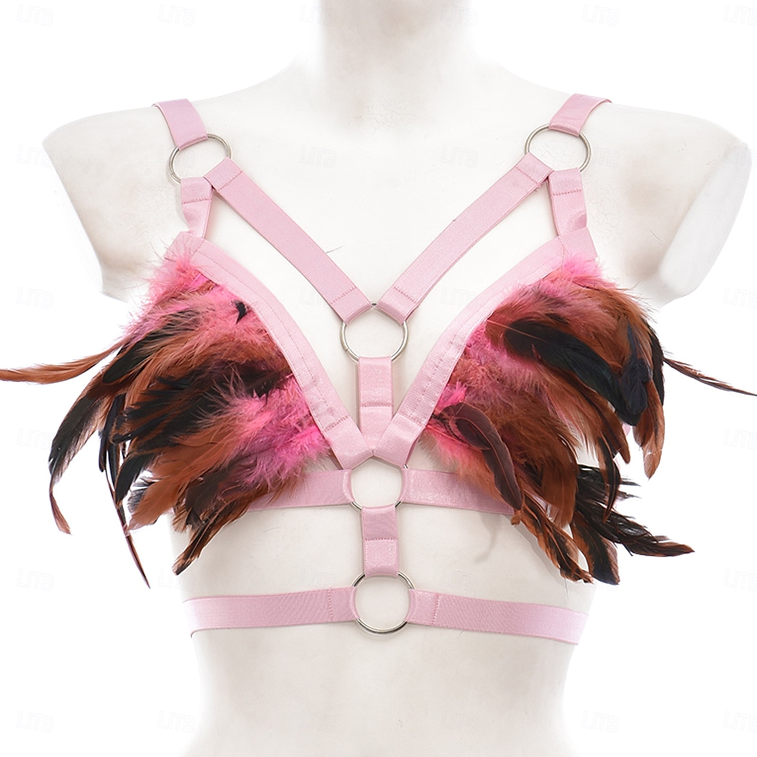 Drag Queen Stolz Regenbogen Feder-Bralette Harness-BH Erwachsene Damen Sexy Kostüm Pride Parade Pride-Monat Halloween Karneval Einfaches Karnevalskostüm 2025 - $20.99 –P11