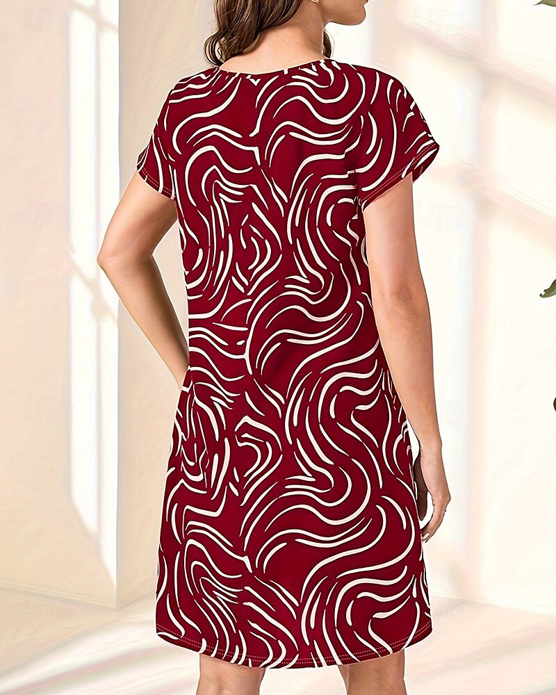 Női Mini ruha nyári ruha Boho ruha Divat Modern Napi Tengerpart Hétvége Normál Grafika Rövid ujjú Terített nyak Fekete Rubin Sötétkék Nyár 2025 - $21.99 –P2