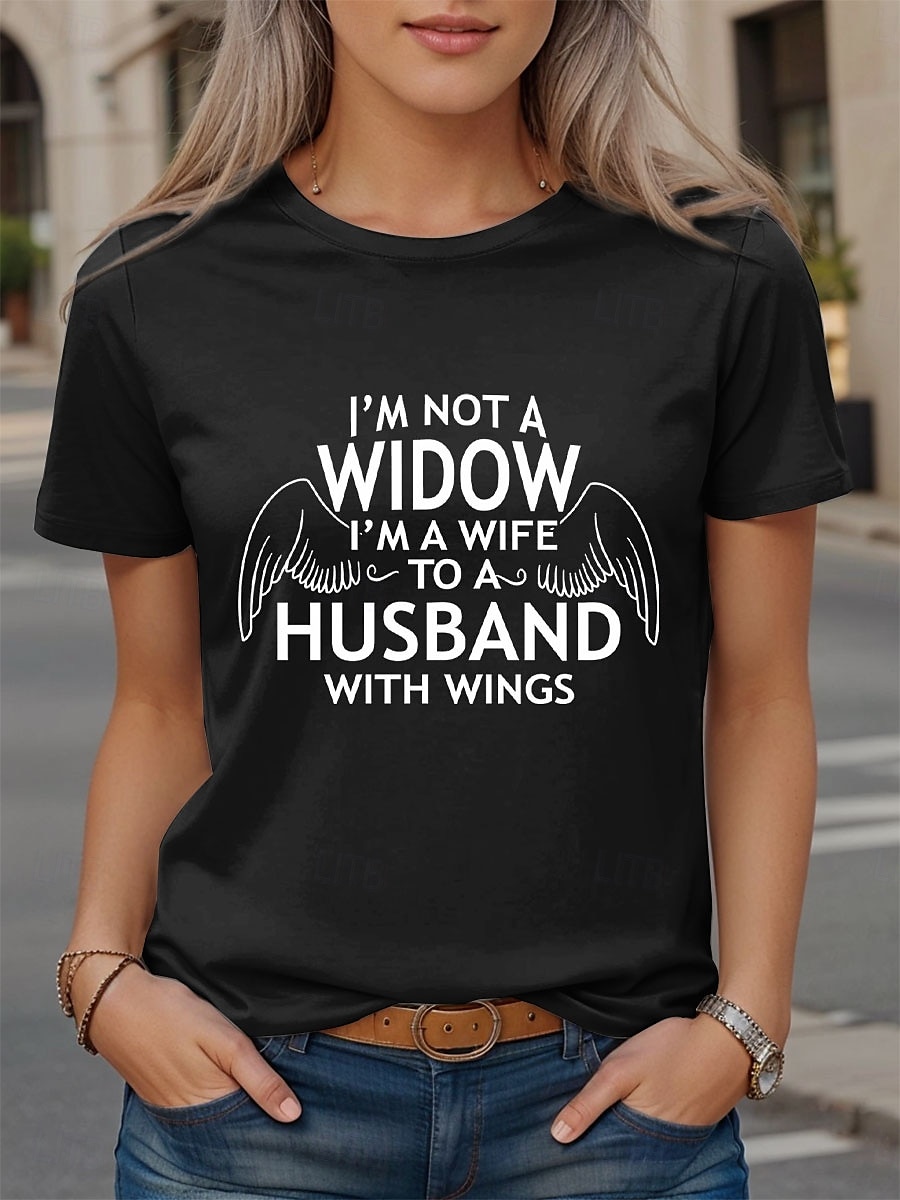 Femmes T-shirt Graphique Lettre ancien Élégant Classique Manche Courte Col ras du cou Col rond Hauts Réguliers Quotidien Imprimé Noir Violet Marron Vert Été Wife Husband de 2025 ? $19.99 –P3