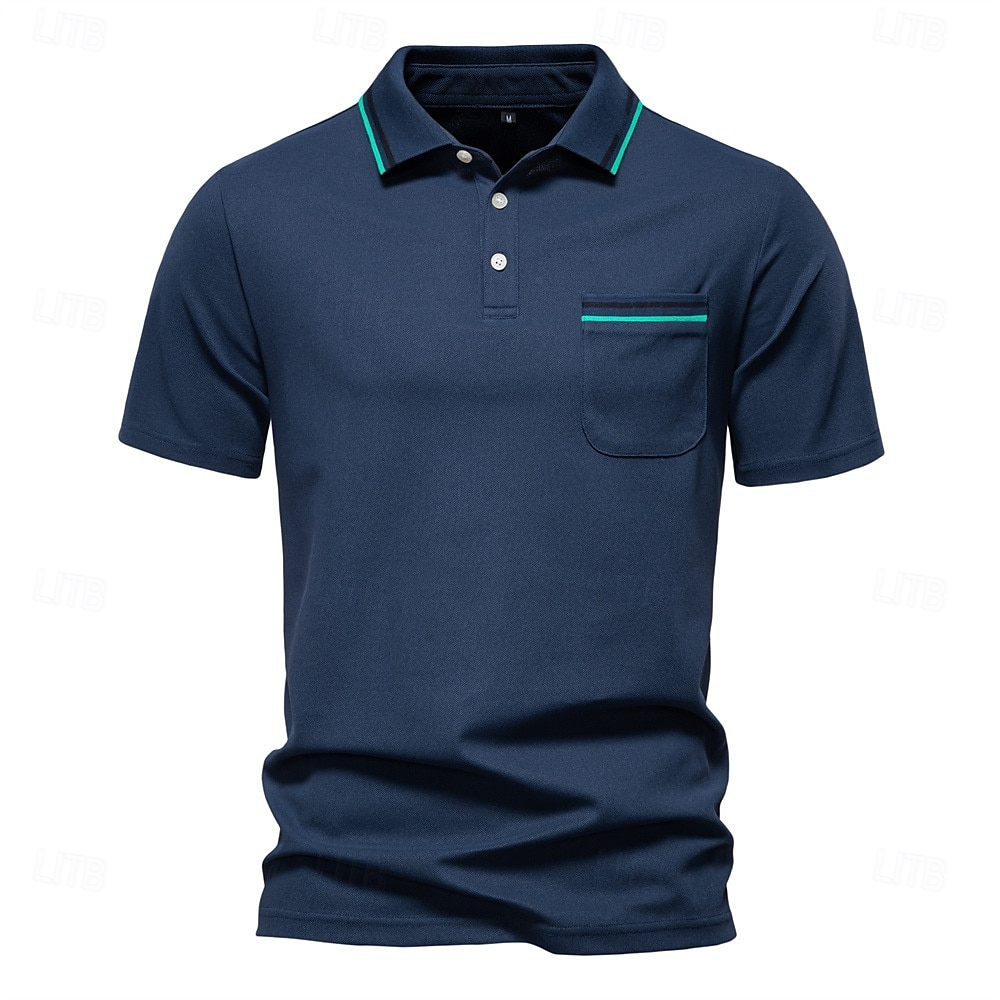 Herren Farbblock Polo Strick-Polopullover Kurzarm Umlegekragen Formell Arbeit Sport & Outdoor Stripe-Trim Streifen Rein Frühling Ganzjahres Weiß Dunkelrot Dunkelmarine 2025 - $22.99 –P2