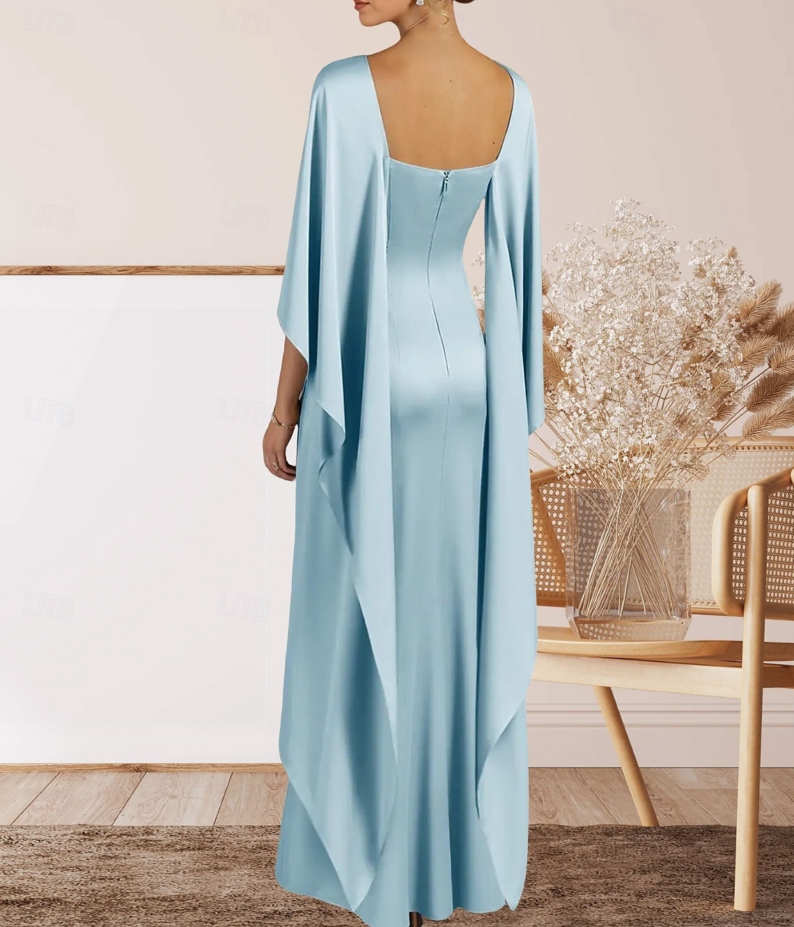 Sirène / Trompette Robe de Soirée Élégant Robe Formel Soirée Longueur au sol Sans manches Col ras du cou Crêpe Extensible avec Volants 2025 de 2025 ? $182.99 –P2