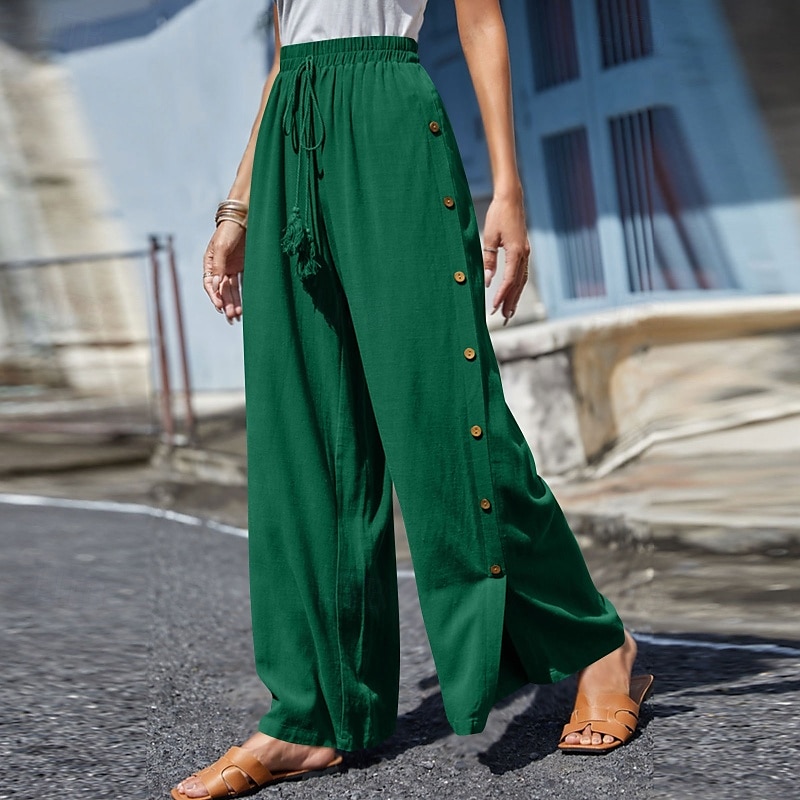 Mujer pantalones Pantalones Casual Longitud total Cintura Media Plano Hebilla Diseño de cordón elástico Al Aire Libre Cómodo Festivos Ropa Cotidiana Fin de semana Rojo oscuro Magenta Verde oscuro Gris 2025 - $18.99 –P11