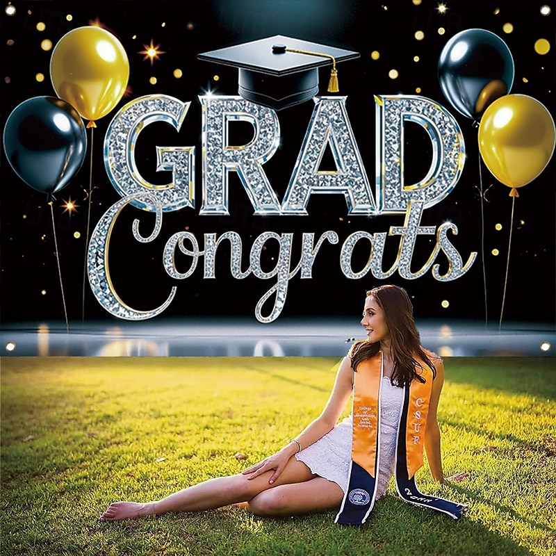 Gefeliciteerd Grad Banner Afstudeerachtergrond Afstudeerdecoraties 2025 Gefeliciteerd Afgestudeerde Banner Grad Decoraties Patio Tuin School 2025 - $13.99 –P9