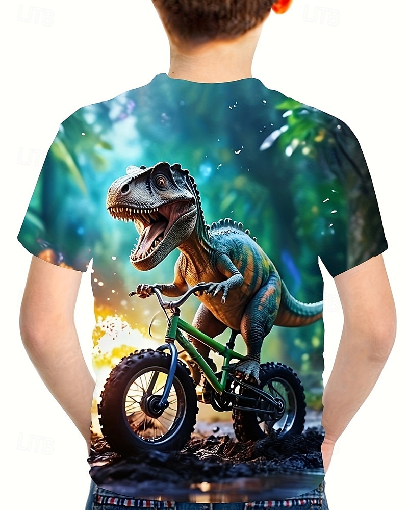 Jungen 3D Dinosaurier T-Shirt Kurzarm Sommer Frühling Mode Basic Kinder 4-12 Jahre Rundhalsausschnitt Outdoor Lässig Täglich Normale Passform 2026 - $14.49 –P2