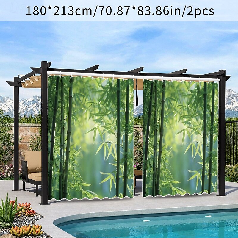 Vattentät utomhusgardin sekretess skjutdörrsgardin draperier pergolagardiner öljett 3D landskap bambuskog för altan balkong veranda fest 1 panel 2025 - $34.99 –P5