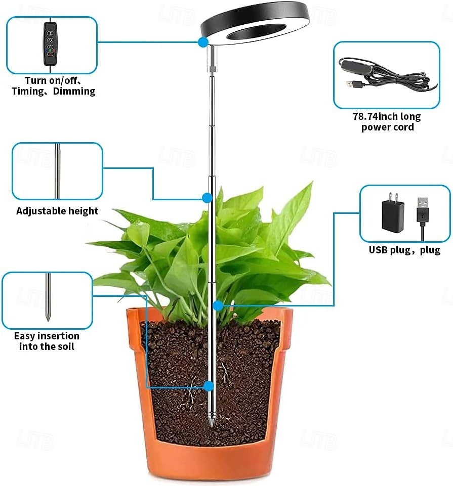 свет для выращивания растений светодиодный светильник полного спектра для комнатных растений лампа для выращивания растений 10-диммерная яркость автоматический таймер черная подставка регулируемая 2026 - $23.99 –P8