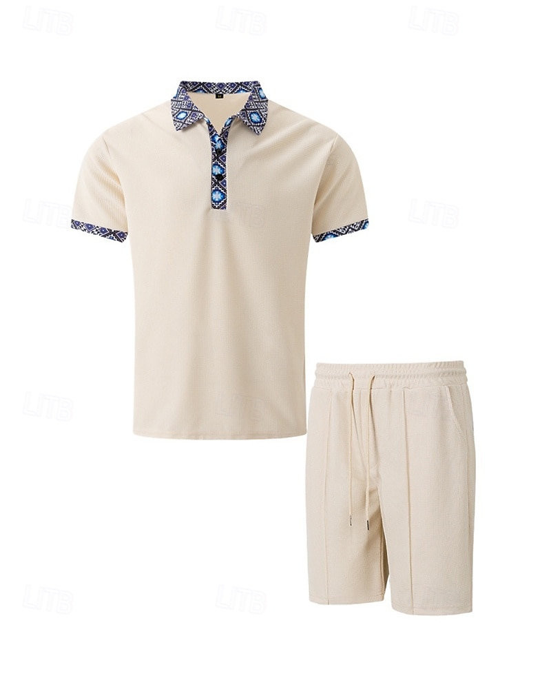 Férfi Gofris pólóingek Golfing Munka Hétköznapi Hajtóka Rövid ujjú Alap Modern Színes Kollázs 2 db Nyár Normál Fekete Fehér Királykék Khakizöld Szürke Gofris pólóingek 2025 - $27.99 –P11