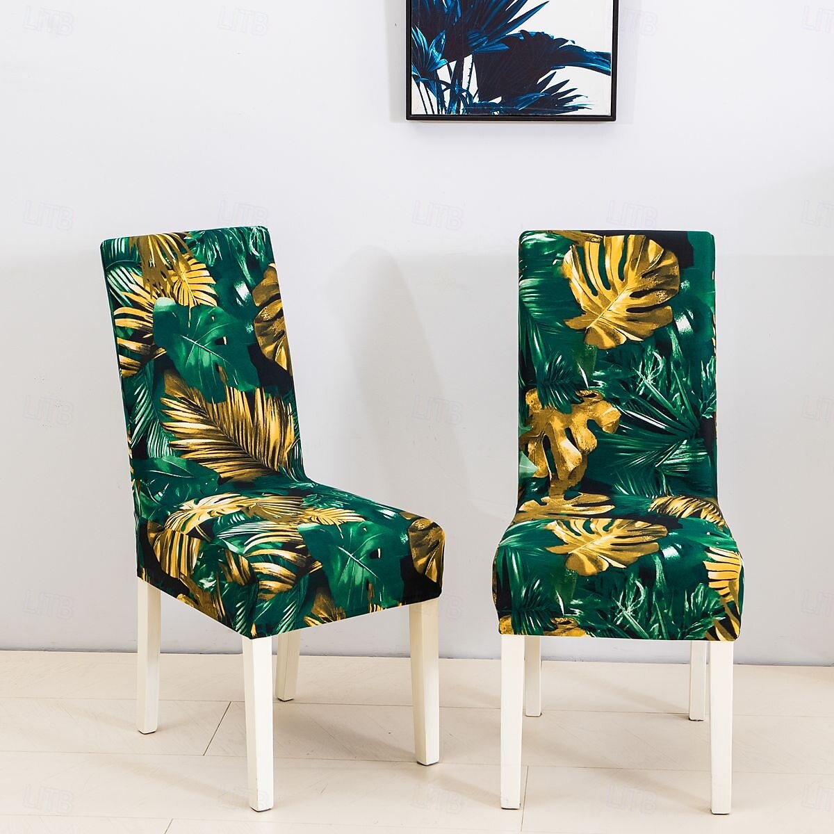 1/2/4/6 buc. huse elastice pentru scaune de sufragerie și huse pentru scaune de sufragerie la modă anti-alunecare husă de protecție pentru scaun cu imprimare cu frunze de plante simple pentru decorul 2025 - $9.49 –P4