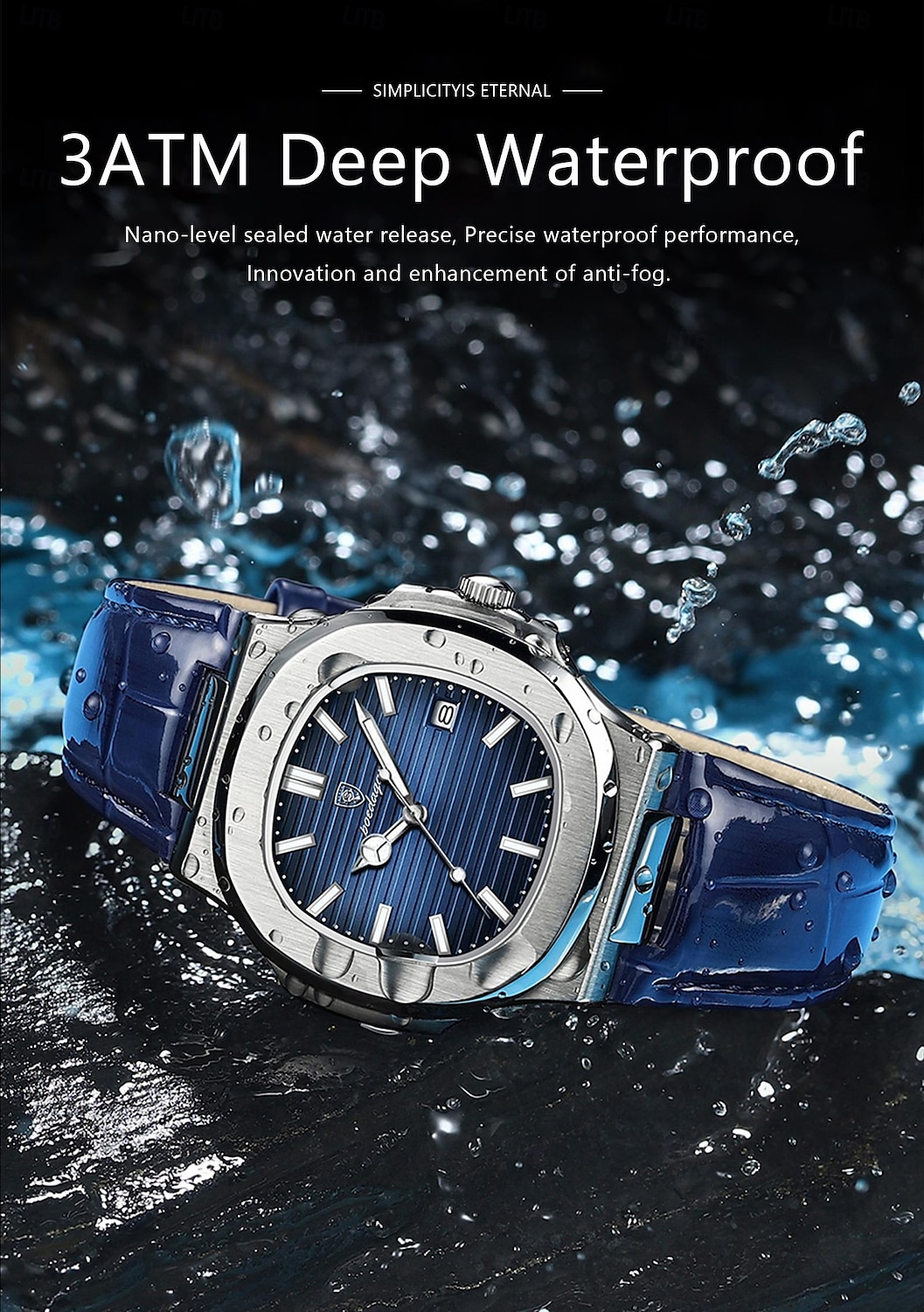 Top Luxury Square Men's Watch, Date Display, Waterproof, Luminous, High-Quality Leather, Modern Quartz Wristwatch 2025 - $33.99 –P5