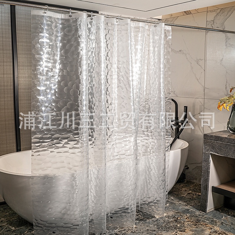 Shower Curtain PEVA Waterproof Mould Proof&Mildew Resistant Bathroom Curtains with Hooks Easy Installation Quick-Drying 180cm*180cm(70"*70") 2025 - $16.99 –P6