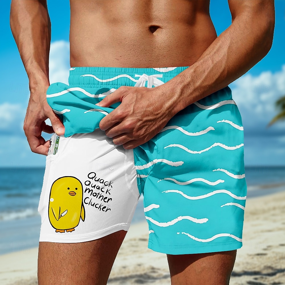 Per uomo Geometrico Pulcino Divertente Pantaloncini foderati Pantaloncini da bagno 2 in 1 Pantaloncini da mare Misura del girovita medio Hawaiano Vacanza Ferie Abbigliamento mare Tasche Laterali Con del 2026 a $20.99 –P2